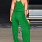 Spaghetti Strap Drawstring Tied Waist Jumpsuit Casual Overalls OMFORT