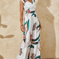 Plants Print Sweetheart Neck Short Sleeve Overalls Causal Ruched Wide Leg Jumpsuit OMFORT