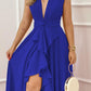 Deep V-Neck Ruffle Hem Slit Prom Dress Omfort