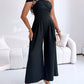 Cold Shoulder Ruched Buckle Wide Leg Jumpsuit Omfort