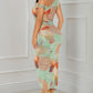 Tie Dye Print One Shoulder Sleeveless Ruched Maxi Dress omfort