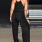 Spaghetti Strap Drawstring Tied Waist Jumpsuit Casual Overalls OMFORT