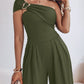 Cold Shoulder Ruched Buckle Wide Leg Jumpsuit Omfort