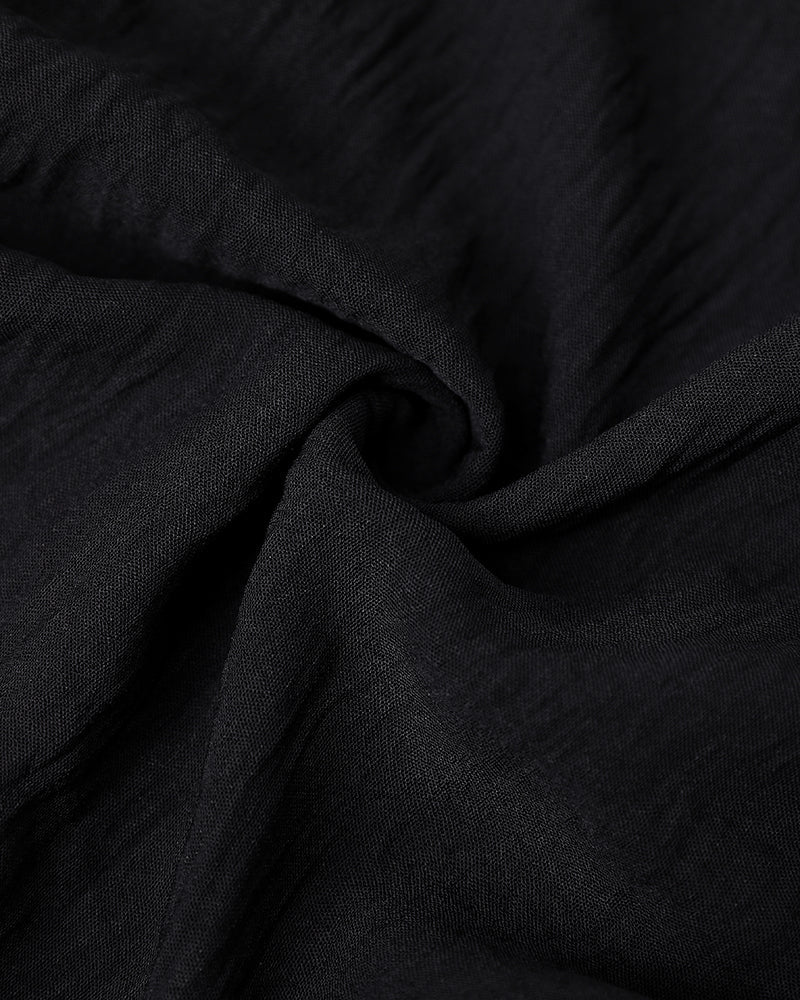 Frill Trim Off Shoulder Short Sleeve Tie Waist Overalls Casual Textured Jumpsuit Omfort