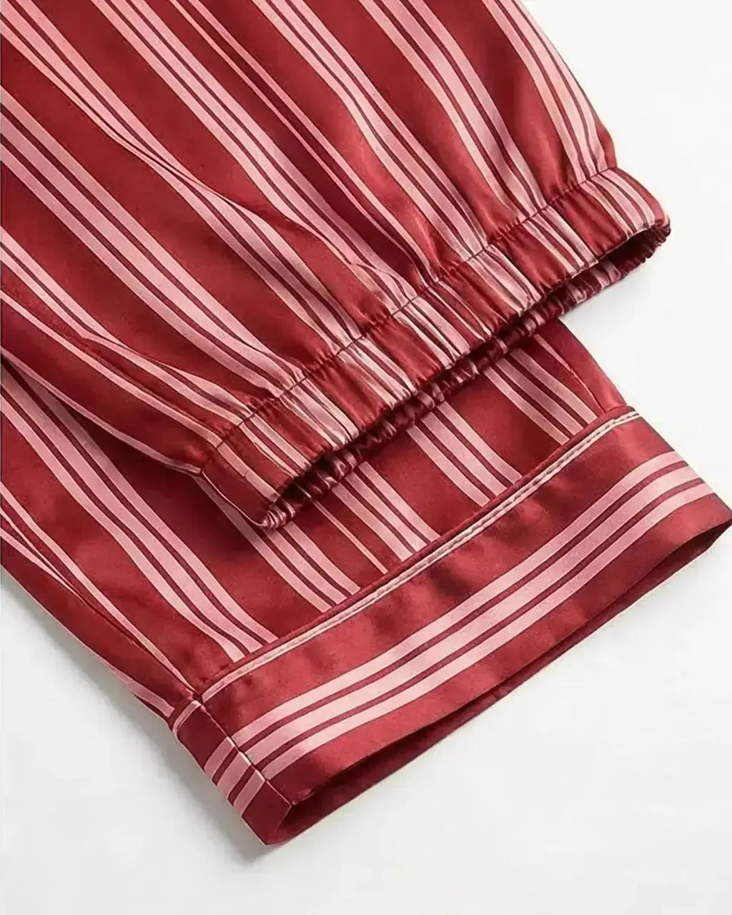 Long Sleeve Satin Three Stripes Pajama Set OMFORT