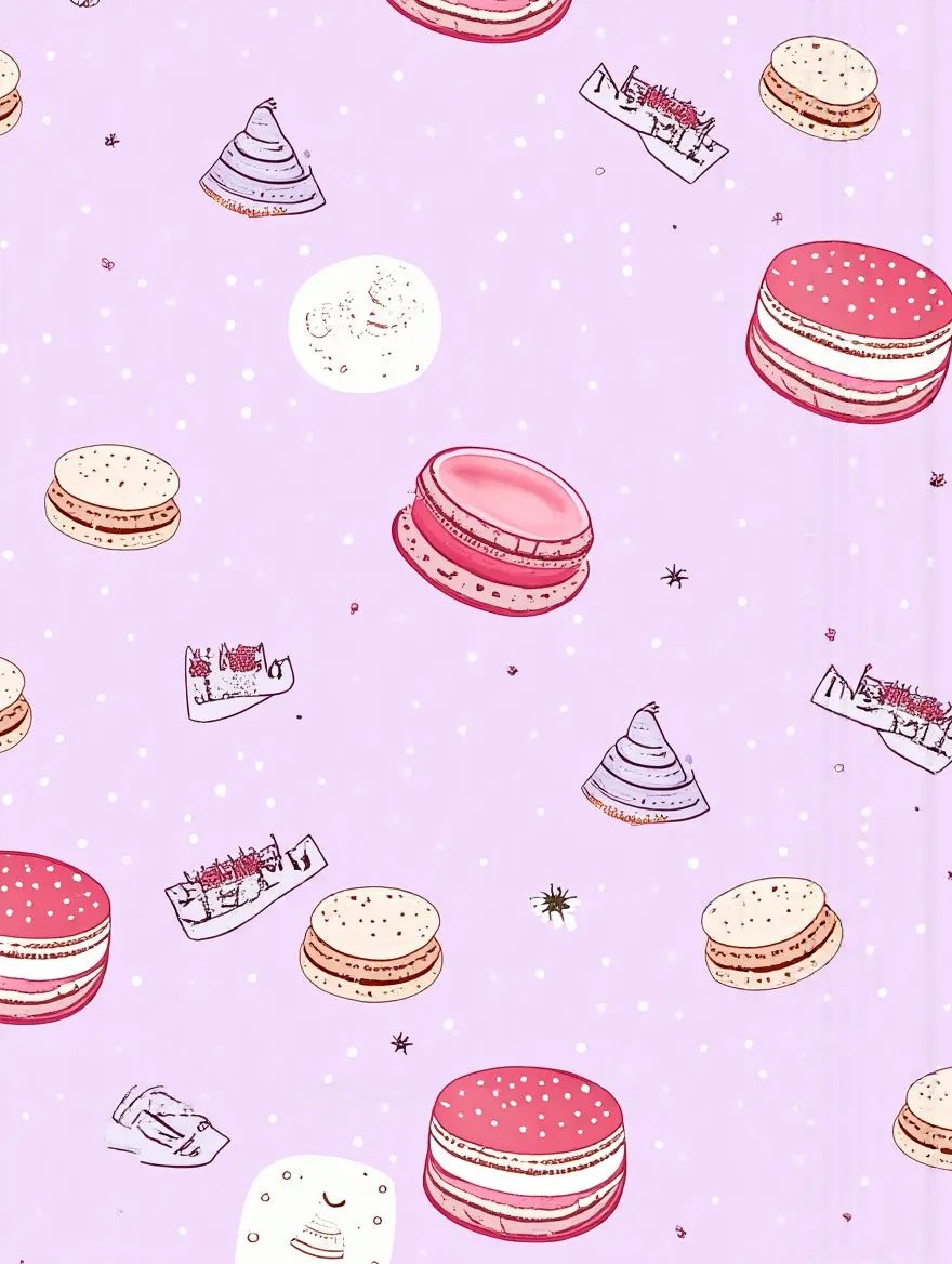 Macaron Print Soft-Touch Collared Pajamas OMFORT