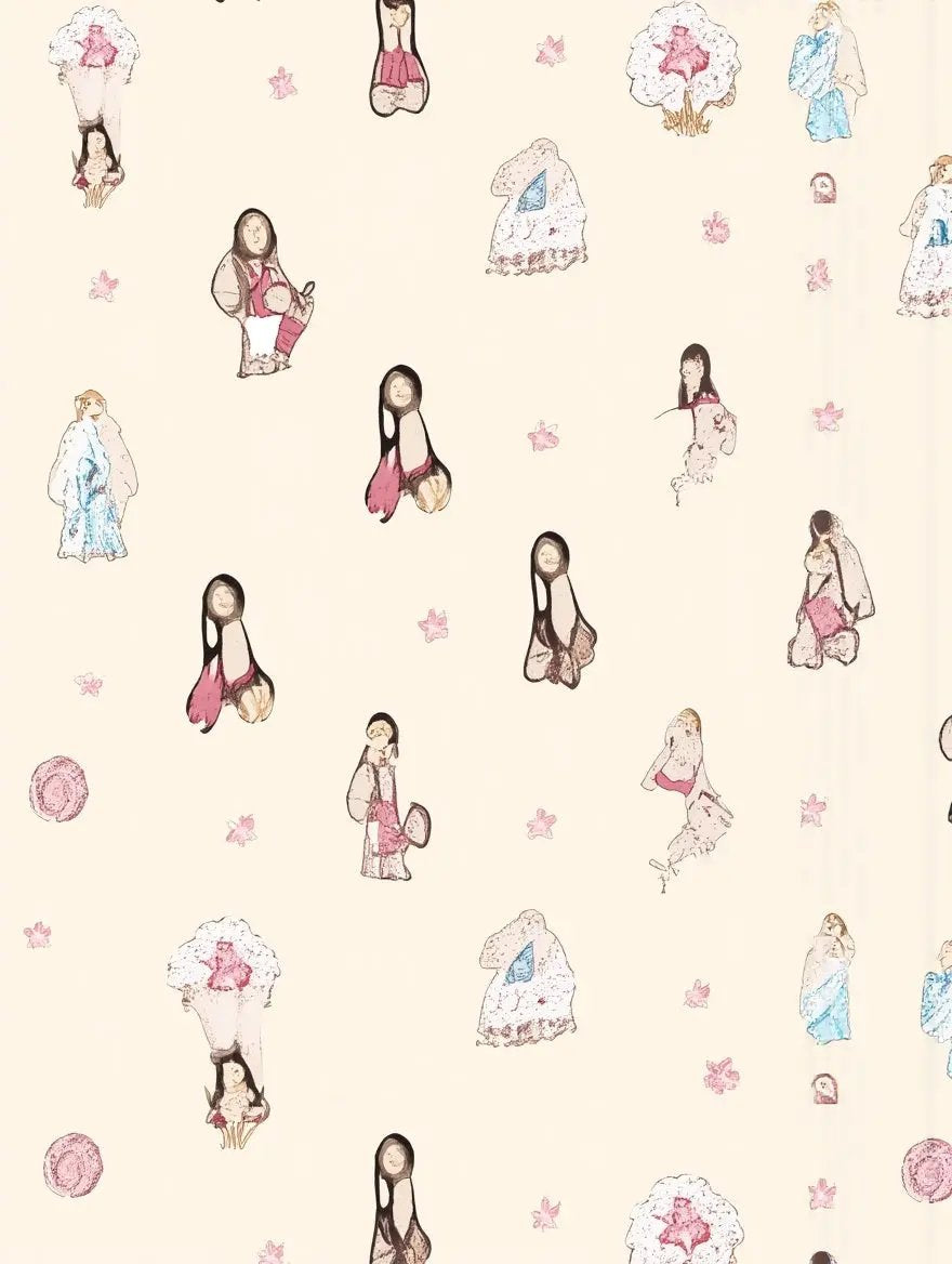 Doll Print Blue Trim Pajama Set OMFORT