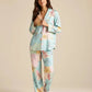 Irregular Patchwork Print Lapel Collar Pajama Set OMFORT