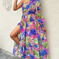Lantern Sleeve One Shoulder High Slit Floral Maxi Dress Omfort