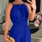 Halter Sleeveless Lace-up Jumpsuit Casual Waist Ruched Loose Fit Romper OMFORT