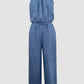 Spaghetti Strap Drawstring Tied Waist Jumpsuit Casual Overalls OMFORT