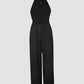 Halter Sleeveless Lace-up Jumpsuit Casual Waist Ruched Loose Fit Romper OMFORT
