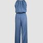 Spaghetti Strap Drawstring Tied Waist Jumpsuit Casual Overalls OMFORT