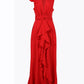 Deep V-Neck Ruffle Hem Slit Prom Dress Omfort