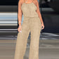 Spaghetti Strap Drawstring Tied Waist Jumpsuit Casual Overalls OMFORT