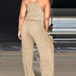 Spaghetti Strap Drawstring Tied Waist Jumpsuit Casual Overalls OMFORT