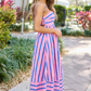 Selena Pink Striped Maxi Dress OMFORT