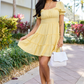 Easily Loved Yellow Babydoll Short Sleeve Mini Dress OMFORT