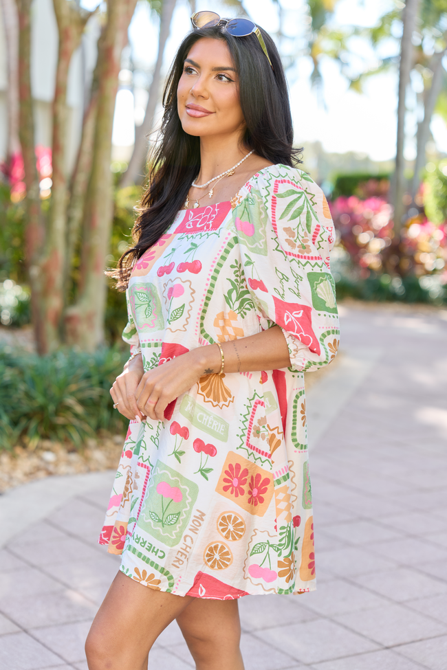 Cherryfic Day Flower Print Mini Dress OMFORT