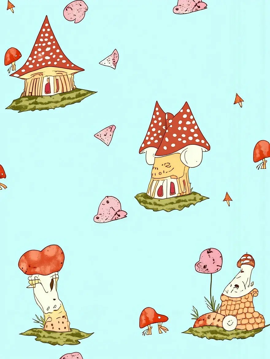 Lapel Mushroom Print Pajama Set OMFORT