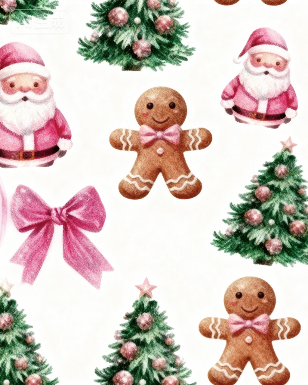 Christmas Gingerbread Man Bow Print Pajama Set OMFORT