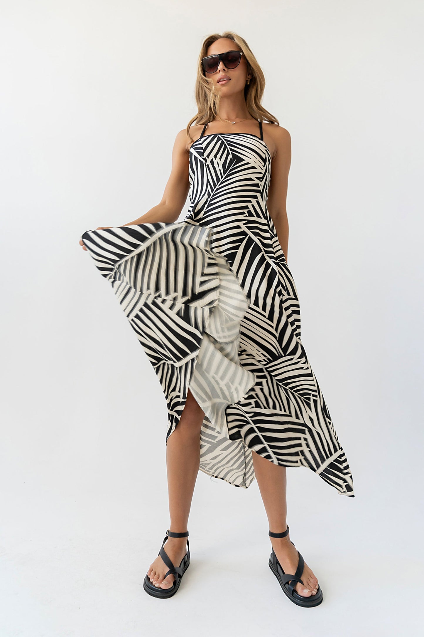 Zoelle Halter Neck Midi Dress OMFORT