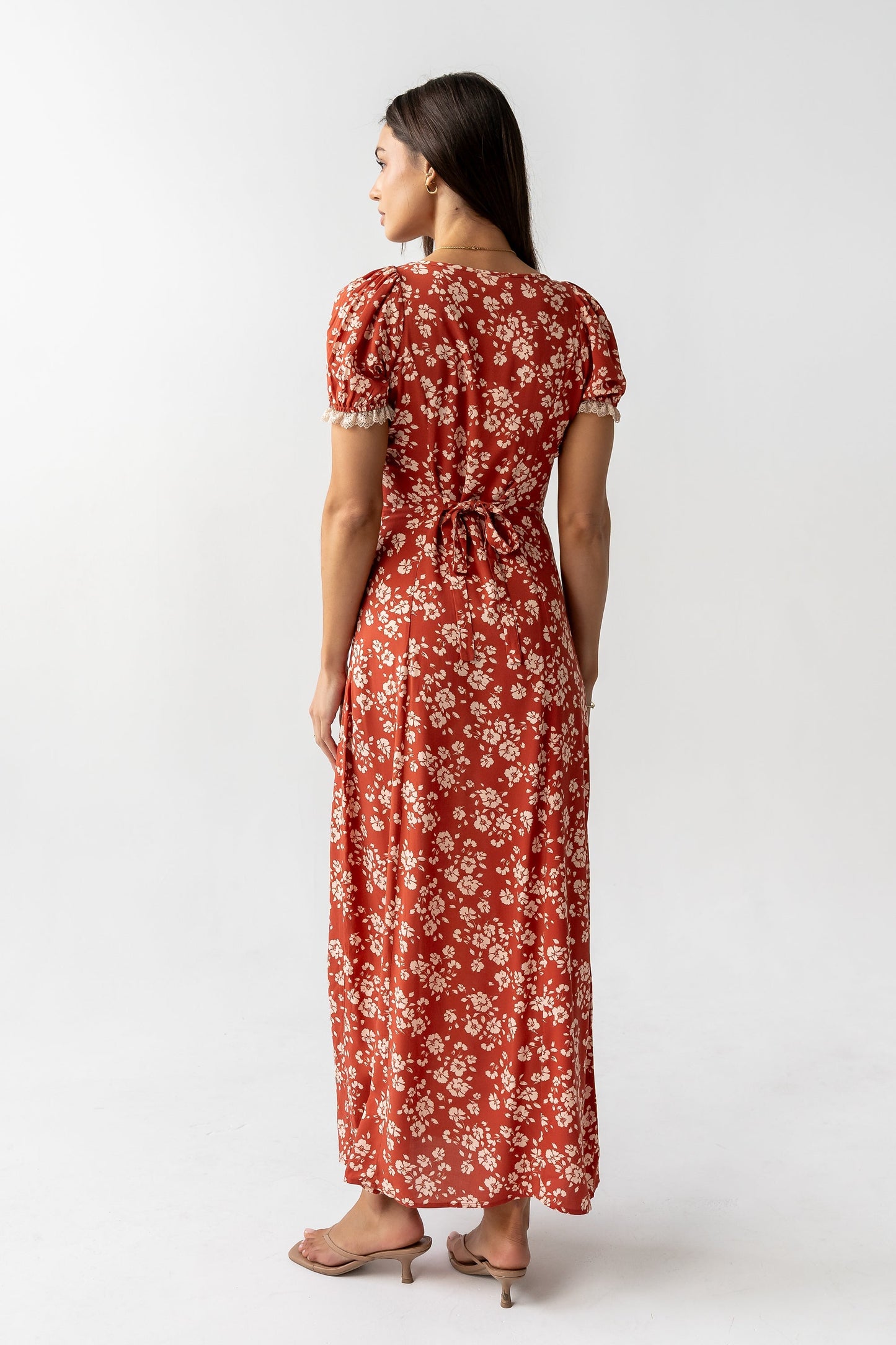 Camden Floral Maxi Dress in Rust OMFORT