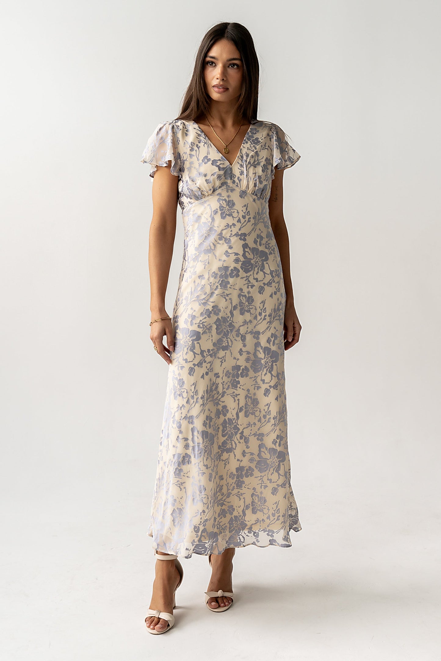 Ashtin Floral Maxi Dress in Blue OMFORT