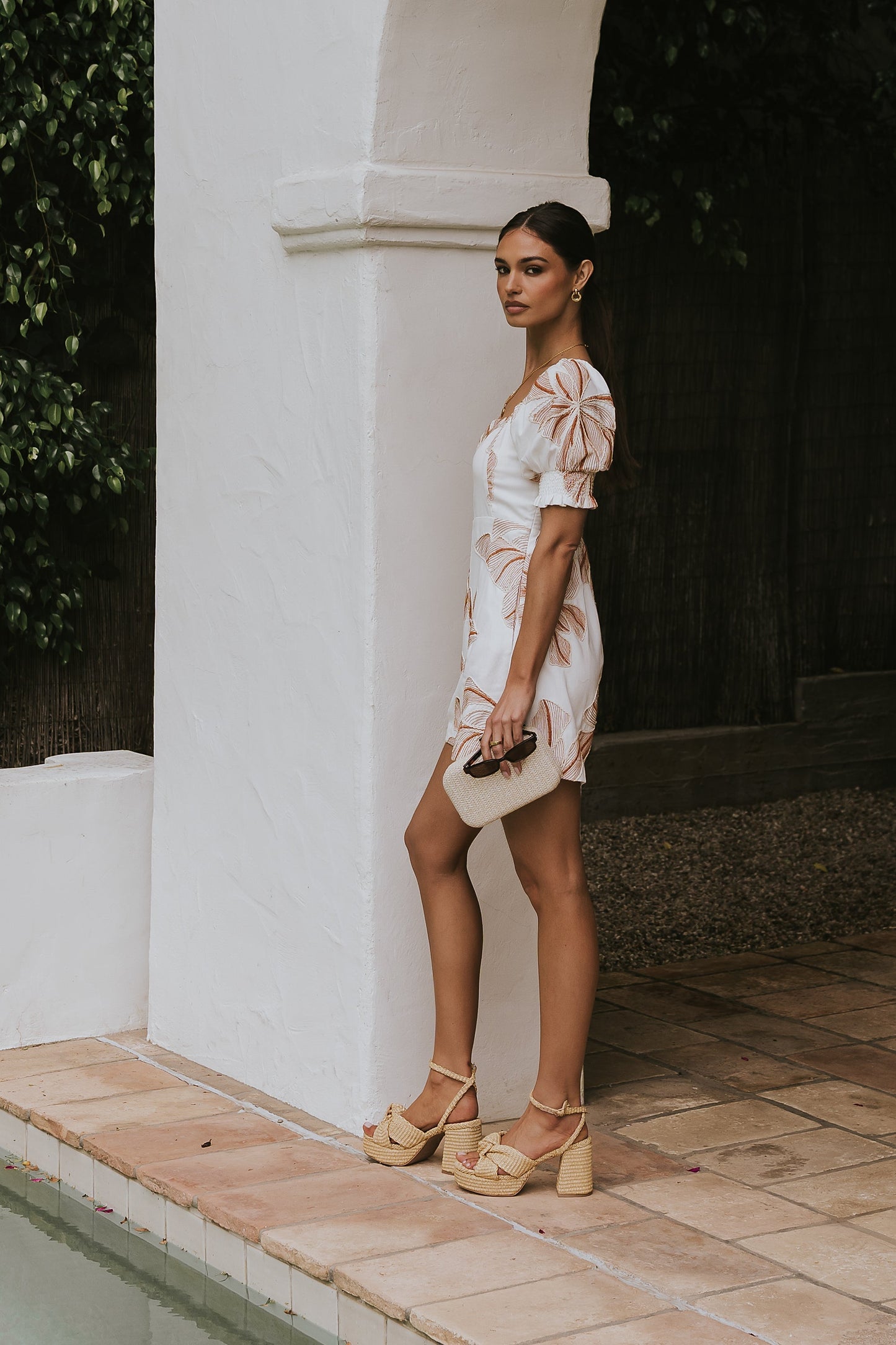 Mitsy Embroidered Floral Romper in Ivory OMFORT