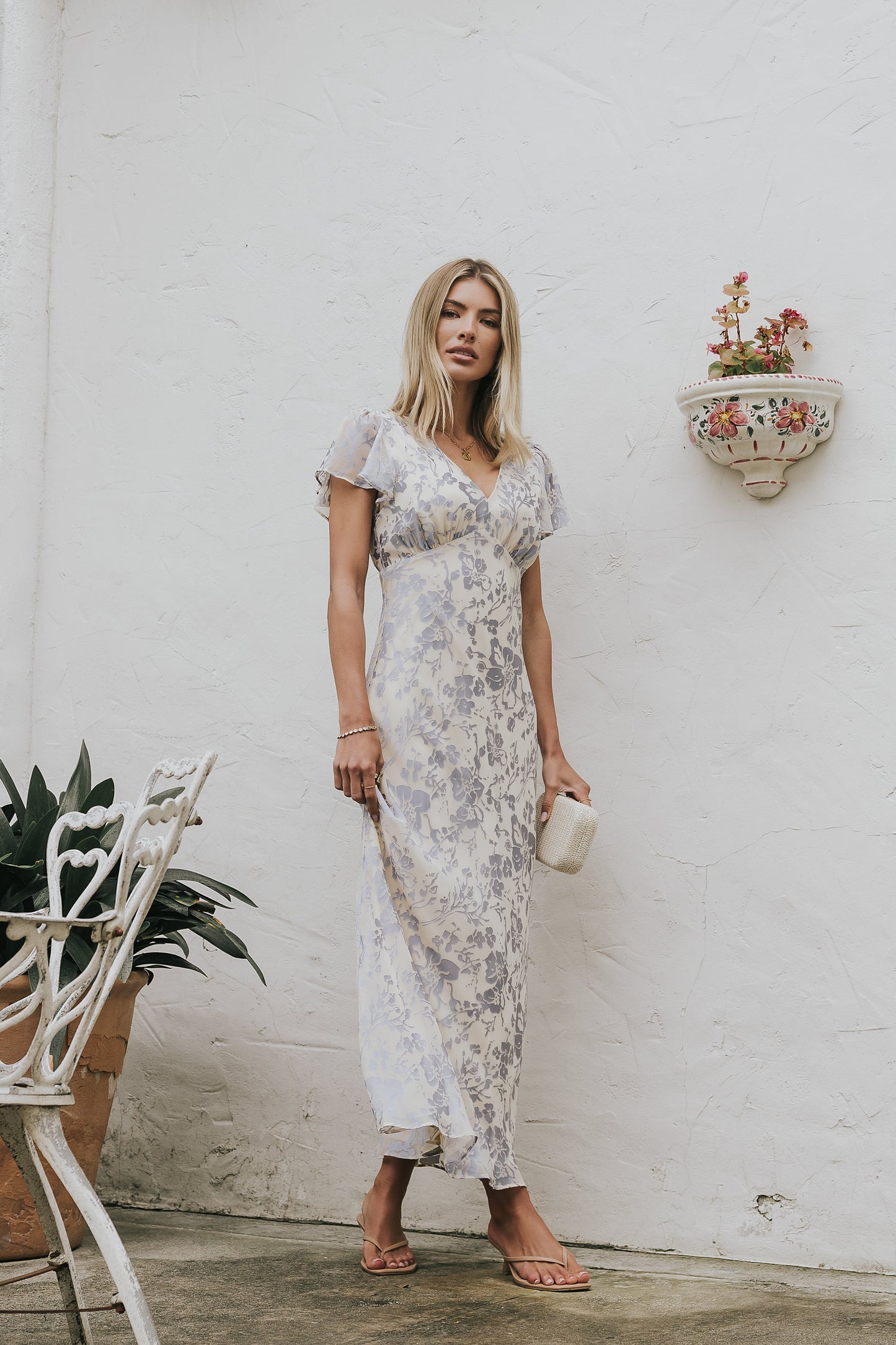Ashtin Floral Maxi Dress in Blue OMFORT