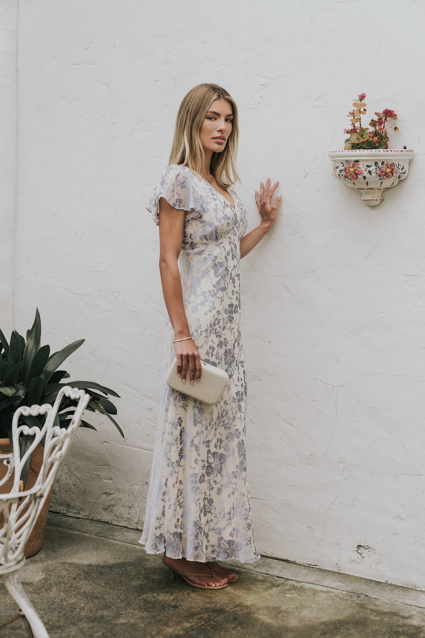 Ashtin Floral Maxi Dress in Blue OMFORT