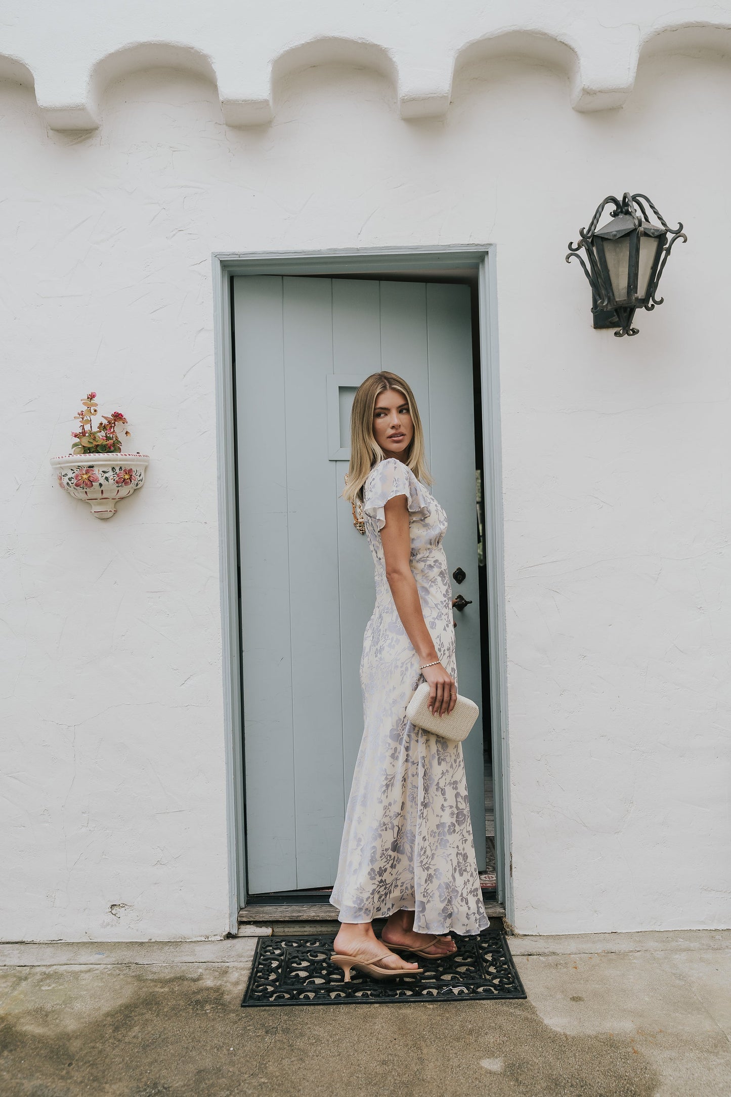 Ashtin Floral Maxi Dress in Blue OMFORT