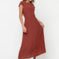 Carolina Pleated Maxi Dress in Brick OMFORT