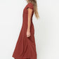 Carolina Pleated Maxi Dress in Brick OMFORT