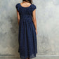 Kaelyn Floral Midi Dress in Midnight OMFORT