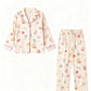 Multi-Element Cartoon Print Lapel Pajama Set OMFORT