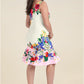 Ruffle Trim Detail Dress - White Multi OMFORT
