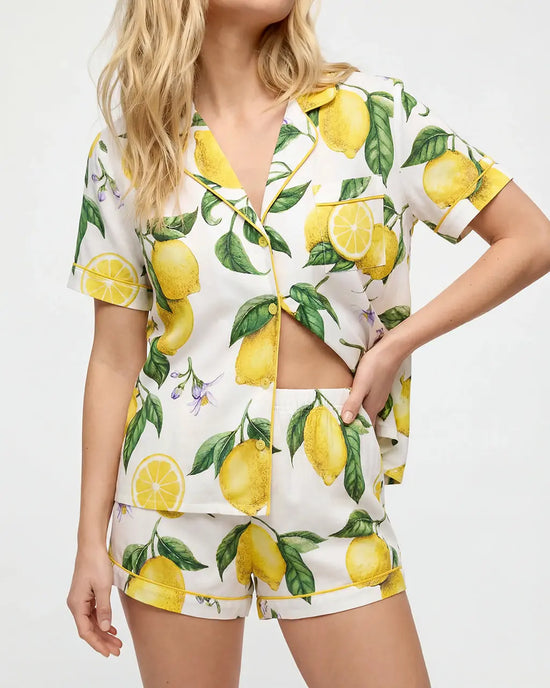 Lemon Print Short Pajama Set OMFORT