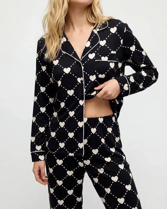 Heart Argyle Print Pajama Set OMFORT