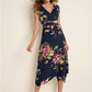 Floral Printed Dress - Navy Multi OMFORT