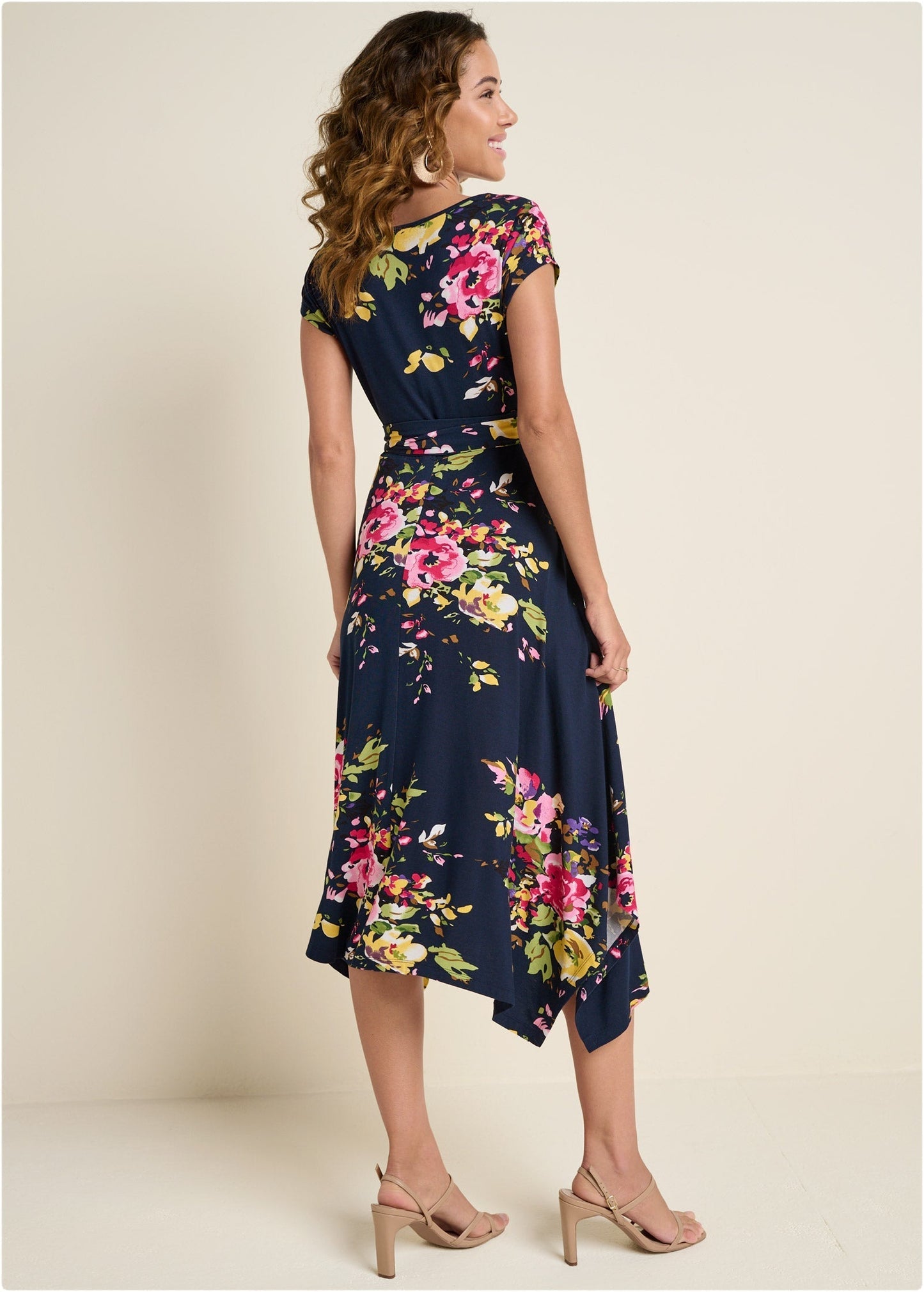 Floral Printed Dress - Navy Multi OMFORT