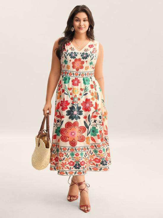 Floral Drama Cinched-Waist Maxi Dress OMFORT