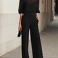 Black Chiffon Top And Wide Leg Pants Three Piece Set omfort