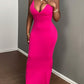 Deep V-Neck Spaghetti Strap Bodycon Maxi Dress OMFORT