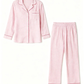 Pink Plaid Long-Sleeve Pajama Set OMFORT