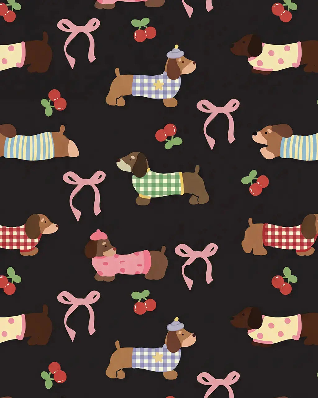 Dachshund Bow Print Pajama Set - OMFORT