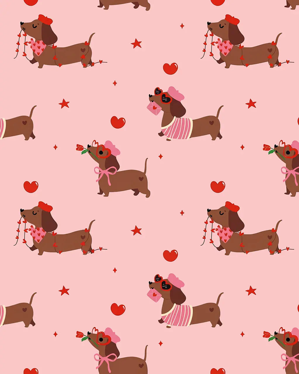 Valentine Dachshund Dog Pattern Pajama Set - OMFORT