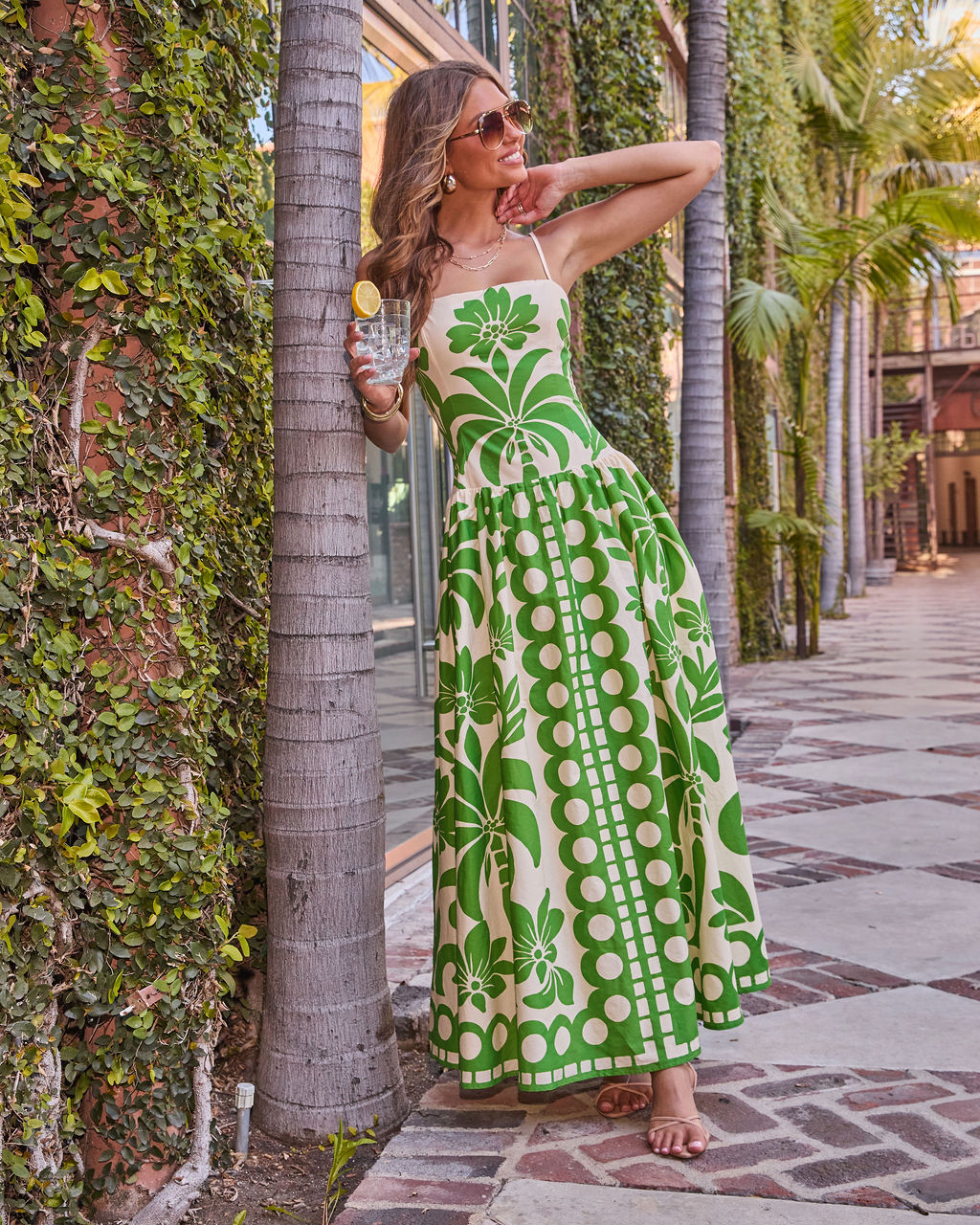 Resort Radiance Floral Tropical Print Maxi Dress OMFORT