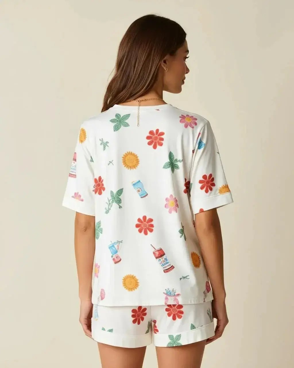 Floral Print Cozy Shorts Pajama Set OMFORT