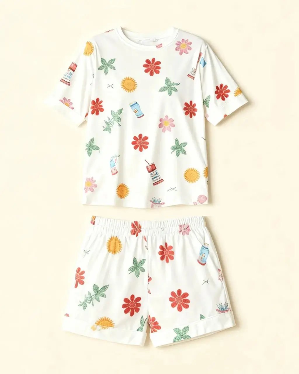 Floral Print Cozy Shorts Pajama Set OMFORT